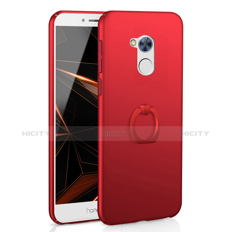 Custodia Plastica Rigida Cover Opaca con Anello Supporto A01 per Huawei Honor 6A Rosso