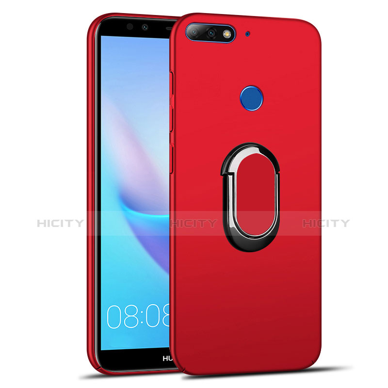 Custodia Plastica Rigida Cover Opaca con Anello Supporto A01 per Huawei Honor 7C