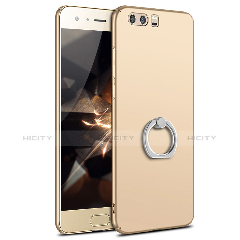 Custodia Plastica Rigida Cover Opaca con Anello Supporto A01 per Huawei Honor 9 Premium Oro