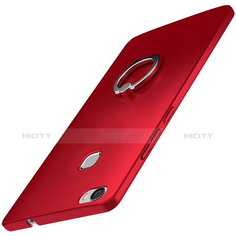 Custodia Plastica Rigida Cover Opaca con Anello Supporto A01 per Huawei Honor Note 8 Rosso