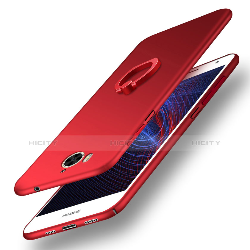 Custodia Plastica Rigida Cover Opaca con Anello Supporto A01 per Huawei Honor Play 6