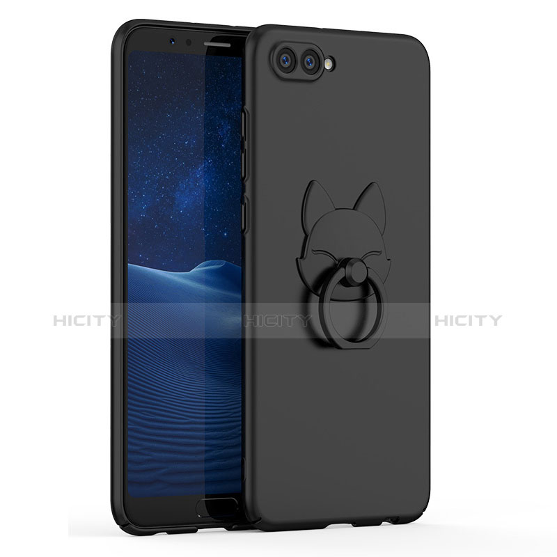 Custodia Plastica Rigida Cover Opaca con Anello Supporto A01 per Huawei Honor V10 Nero