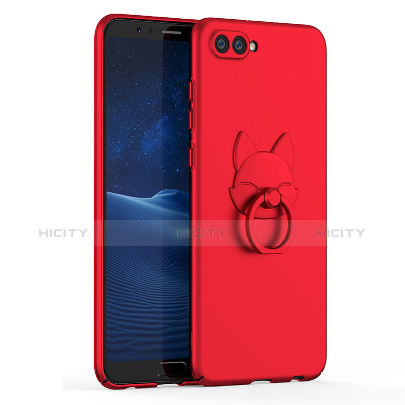 Custodia Plastica Rigida Cover Opaca con Anello Supporto A01 per Huawei Honor V10 Rosso
