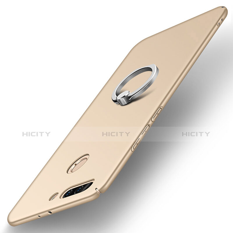 Custodia Plastica Rigida Cover Opaca con Anello Supporto A01 per Huawei Honor V9 Oro