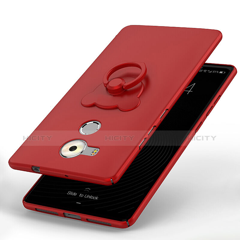 Custodia Plastica Rigida Cover Opaca con Anello Supporto A01 per Huawei Mate 8 Rosso