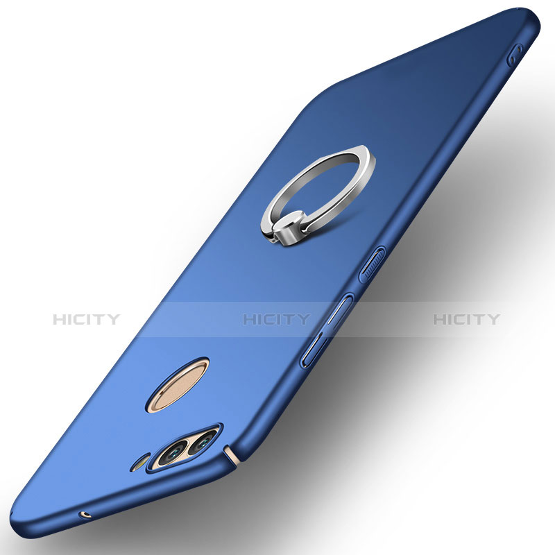 Custodia Plastica Rigida Cover Opaca con Anello Supporto A01 per Huawei Nova 2 Blu