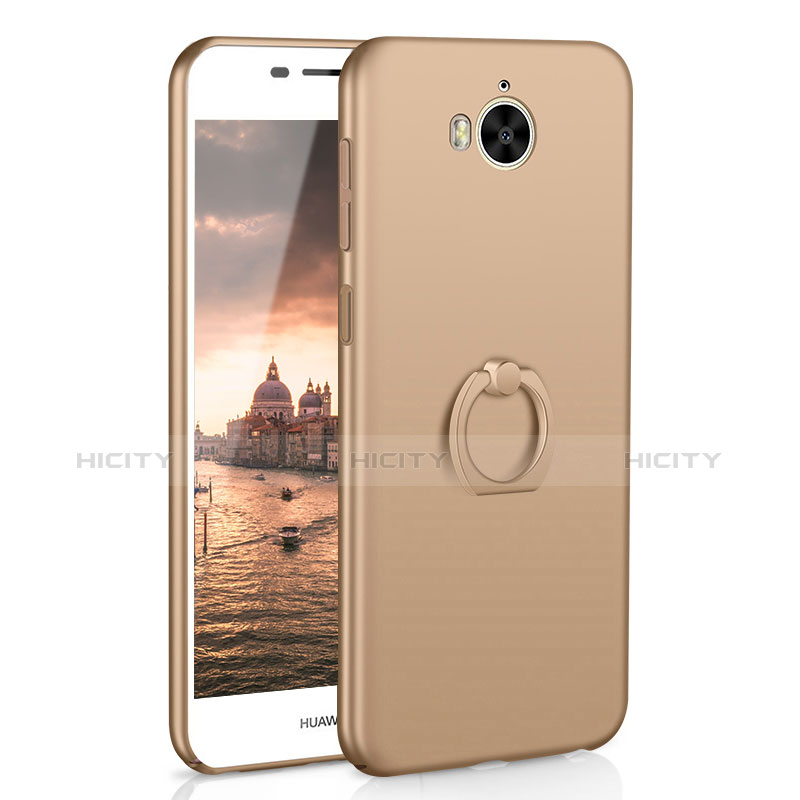 Custodia Plastica Rigida Cover Opaca con Anello Supporto A01 per Huawei Nova Young Oro