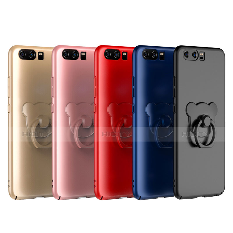 Custodia Plastica Rigida Cover Opaca con Anello Supporto A01 per Huawei P10