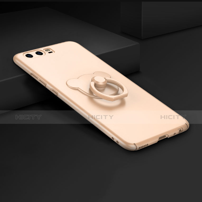 Custodia Plastica Rigida Cover Opaca con Anello Supporto A01 per Huawei P10