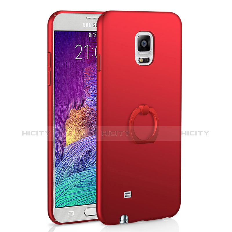 Custodia Plastica Rigida Cover Opaca con Anello Supporto A01 per Samsung Galaxy Note 4 SM-N910F Rosso