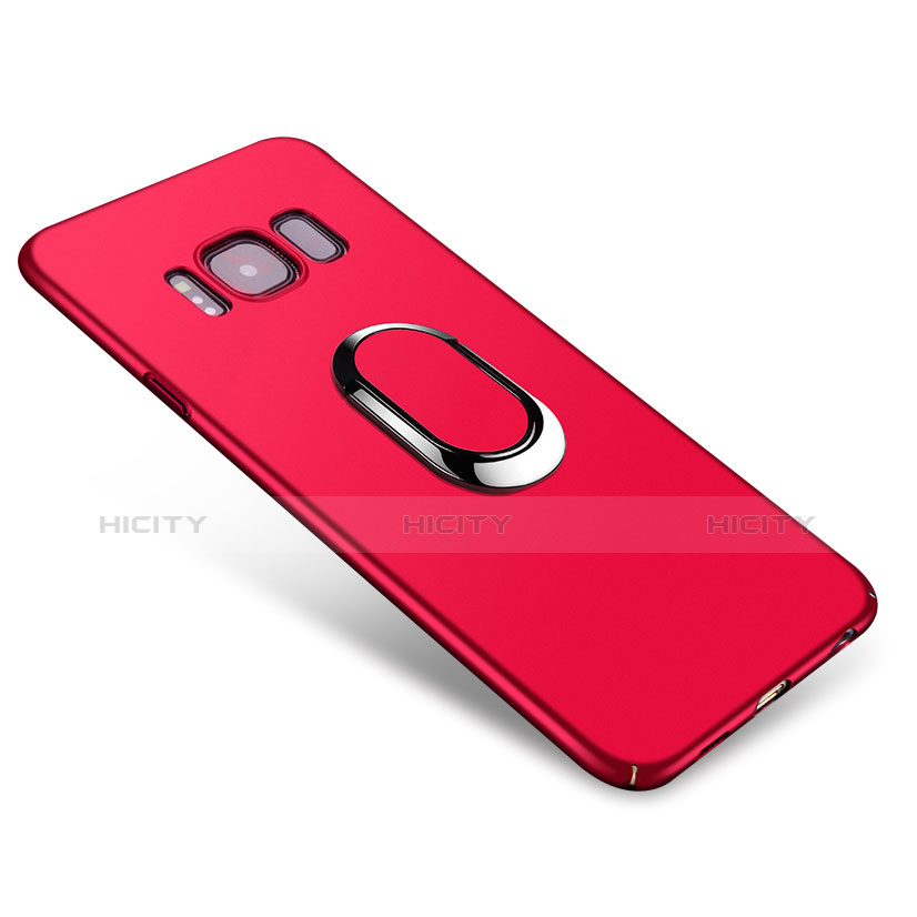 Custodia Plastica Rigida Cover Opaca con Anello Supporto A01 per Samsung Galaxy S8 Plus Rosso
