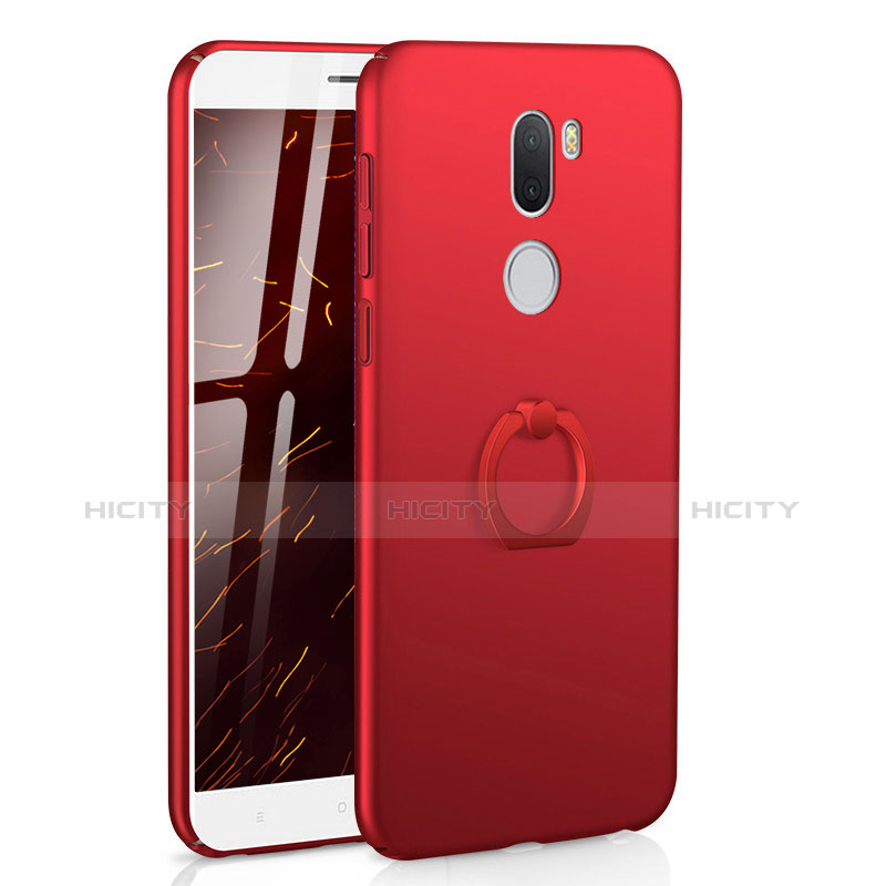 Custodia Plastica Rigida Cover Opaca con Anello Supporto A01 per Xiaomi Mi 5S Plus Rosso