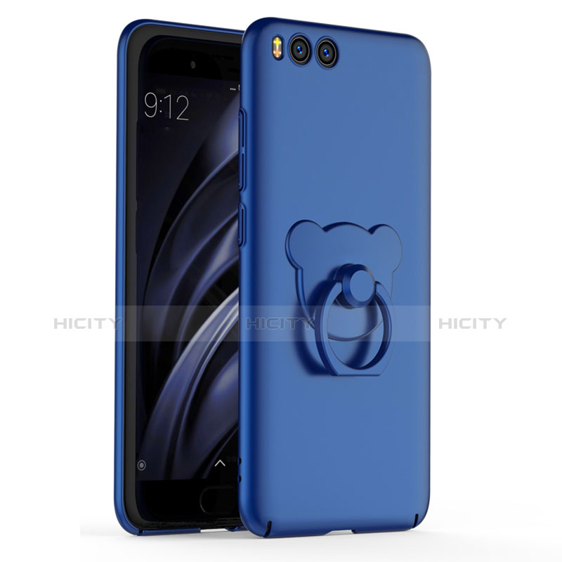 Custodia Plastica Rigida Cover Opaca con Anello Supporto A01 per Xiaomi Mi 6 Blu