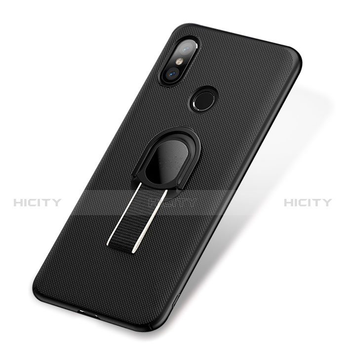 Custodia Plastica Rigida Cover Opaca con Anello Supporto A01 per Xiaomi Mi 8 Nero