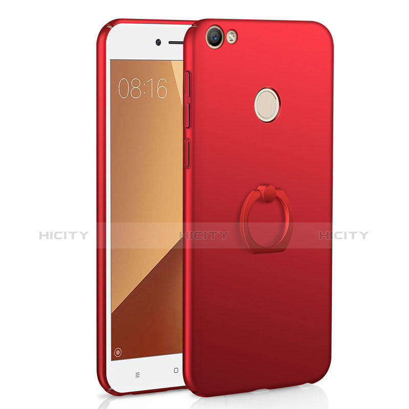 Custodia Plastica Rigida Cover Opaca con Anello Supporto A01 per Xiaomi Redmi Note 5A High Edition Rosso