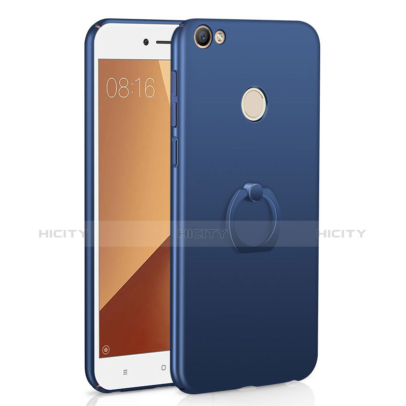 Custodia Plastica Rigida Cover Opaca con Anello Supporto A01 per Xiaomi Redmi Note 5A Prime Blu