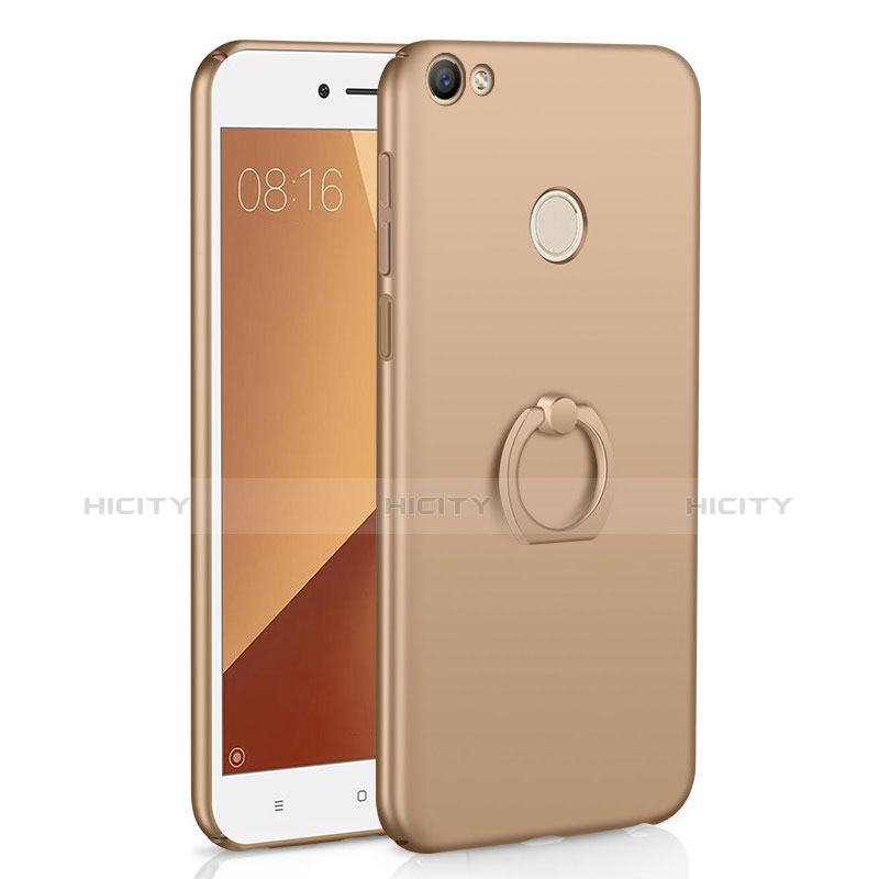 Custodia Plastica Rigida Cover Opaca con Anello Supporto A01 per Xiaomi Redmi Note 5A Pro Oro