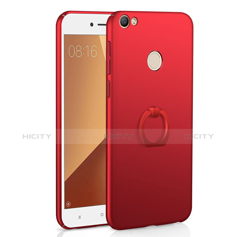 Custodia Plastica Rigida Cover Opaca con Anello Supporto A01 per Xiaomi Redmi Note 5A Pro Rosso