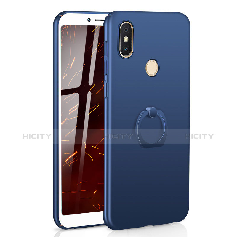 Custodia Plastica Rigida Cover Opaca con Anello Supporto A01 per Xiaomi Redmi S2 Blu