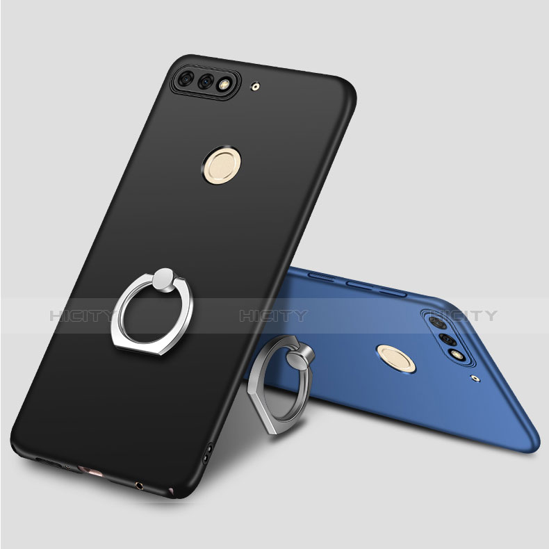 Custodia Plastica Rigida Cover Opaca con Anello Supporto A02 per Huawei Enjoy 8