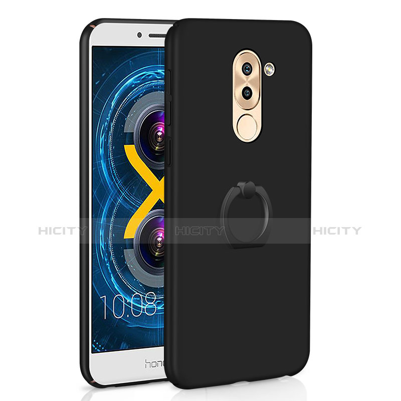 Custodia Plastica Rigida Cover Opaca con Anello Supporto A02 per Huawei GR5 (2017) Nero