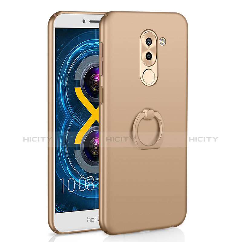 Custodia Plastica Rigida Cover Opaca con Anello Supporto A02 per Huawei GR5 (2017) Oro