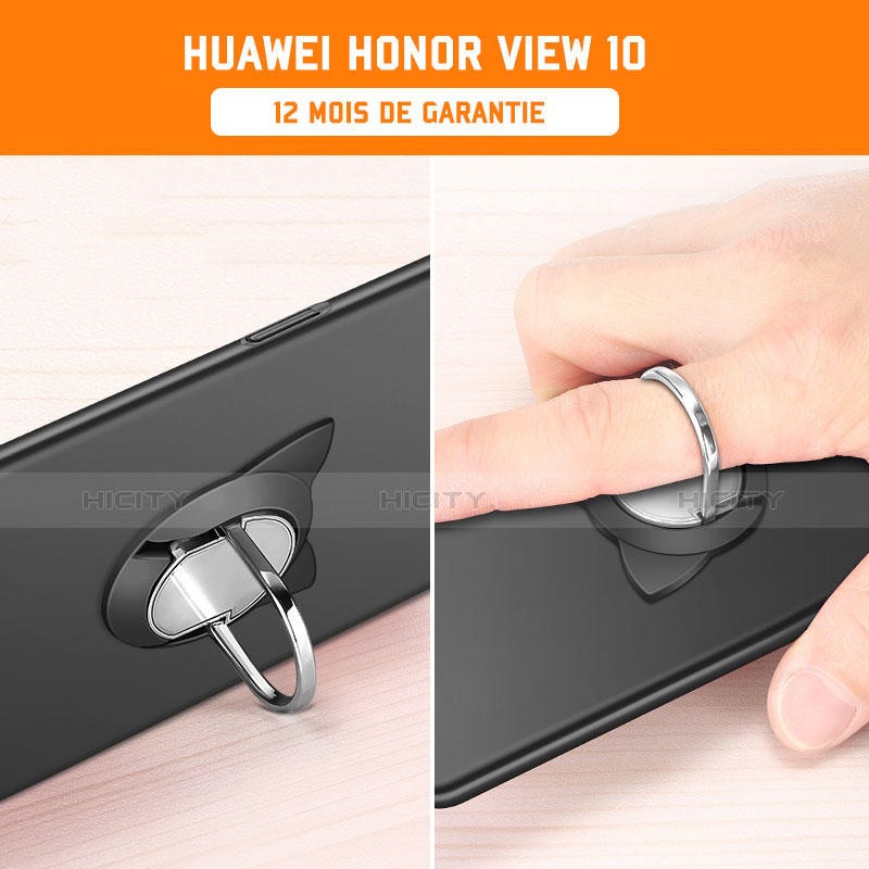 Custodia Plastica Rigida Cover Opaca con Anello Supporto A02 per Huawei Honor View 10
