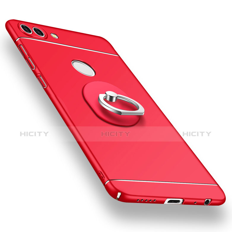 Custodia Plastica Rigida Cover Opaca con Anello Supporto A02 per Huawei P Smart Rosso