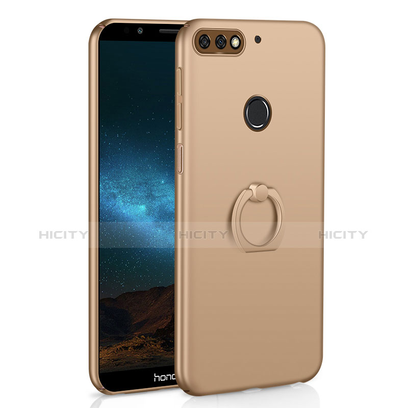 Custodia Plastica Rigida Cover Opaca con Anello Supporto A03 per Huawei Enjoy 8 Oro