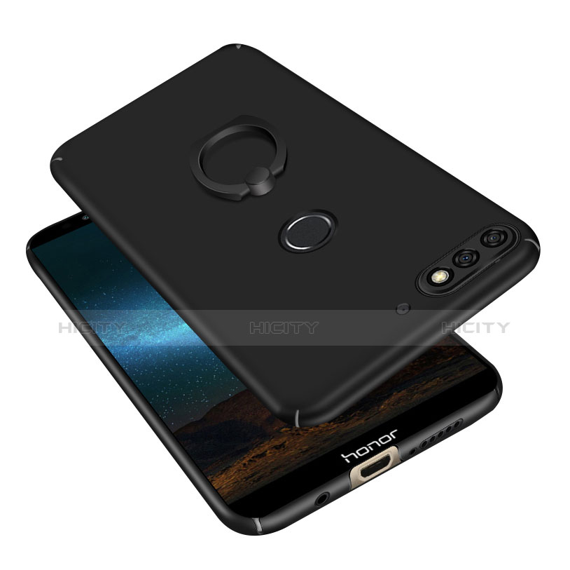 Custodia Plastica Rigida Cover Opaca con Anello Supporto A03 per Huawei Y7 (2018)