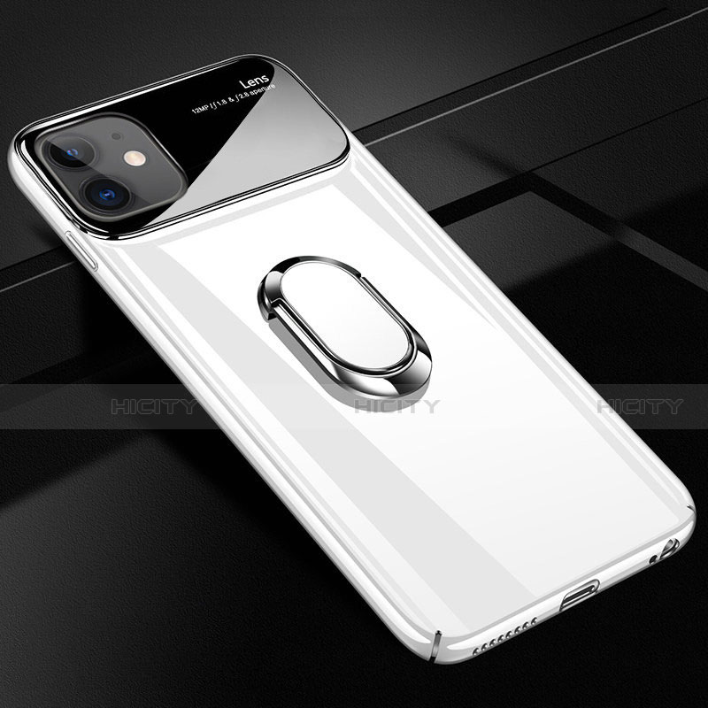 Custodia Plastica Rigida Cover Opaca con Magnetico Anello Supporto A01 per Apple iPhone 12 Bianco