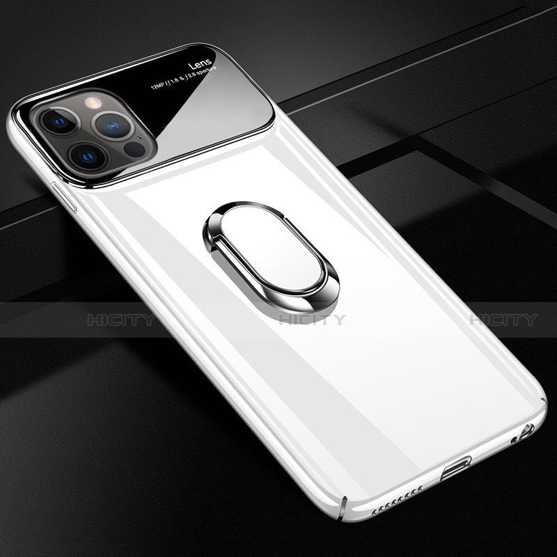 Custodia Plastica Rigida Cover Opaca con Magnetico Anello Supporto A01 per Apple iPhone 12 Pro Bianco