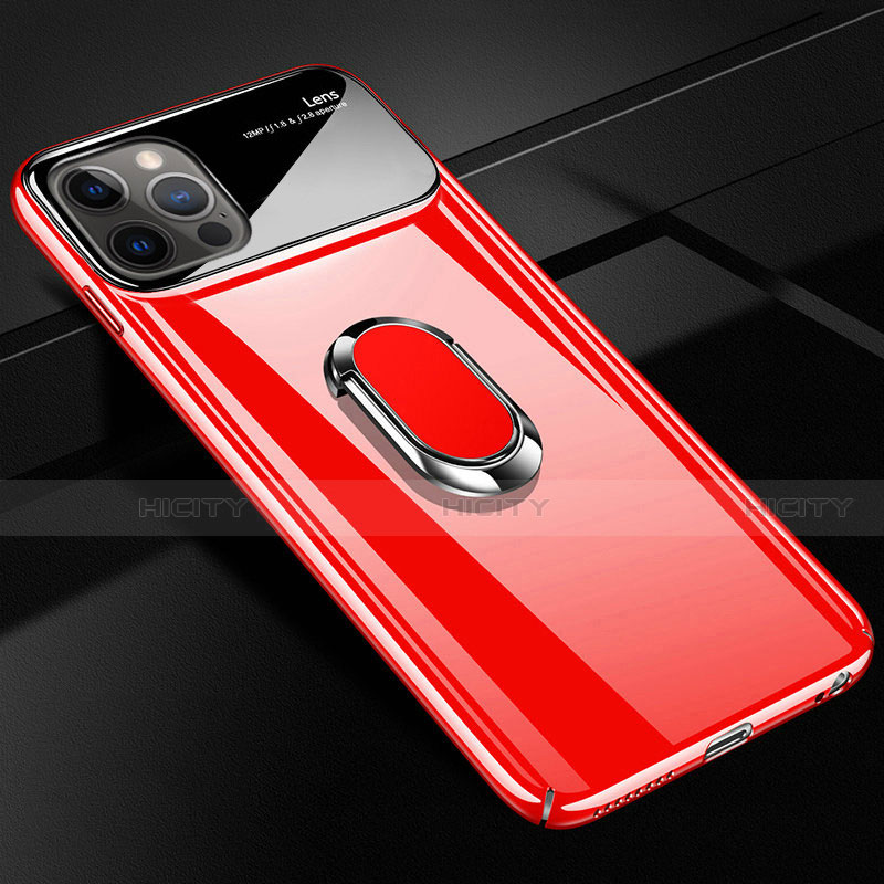 Custodia Plastica Rigida Cover Opaca con Magnetico Anello Supporto A01 per Apple iPhone 12 Pro Rosso
