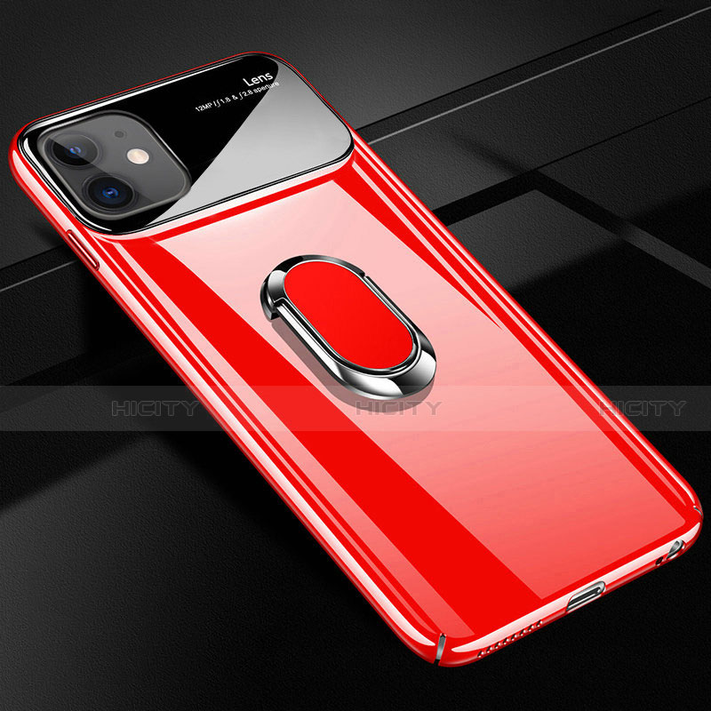 Custodia Plastica Rigida Cover Opaca con Magnetico Anello Supporto A01 per Apple iPhone 12 Rosso