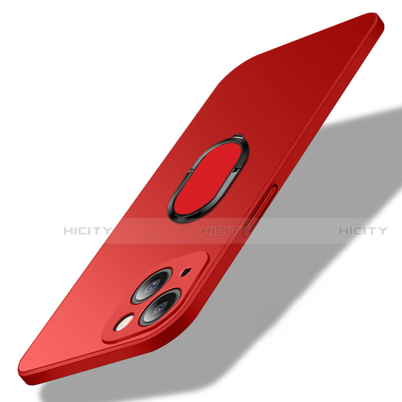 Custodia Plastica Rigida Cover Opaca con Magnetico Anello Supporto A01 per Apple iPhone 13 Mini Rosso