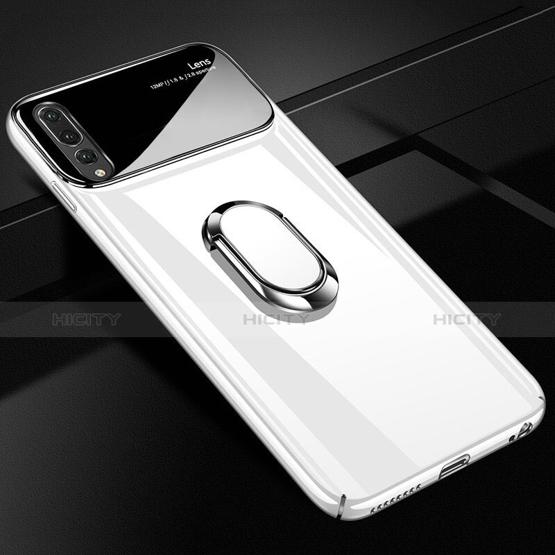 Custodia Plastica Rigida Cover Opaca con Magnetico Anello Supporto A01 per Huawei P20 Pro Bianco