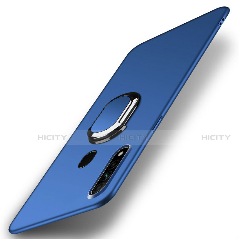 Custodia Plastica Rigida Cover Opaca con Magnetico Anello Supporto A01 per Oppo A31 Blu