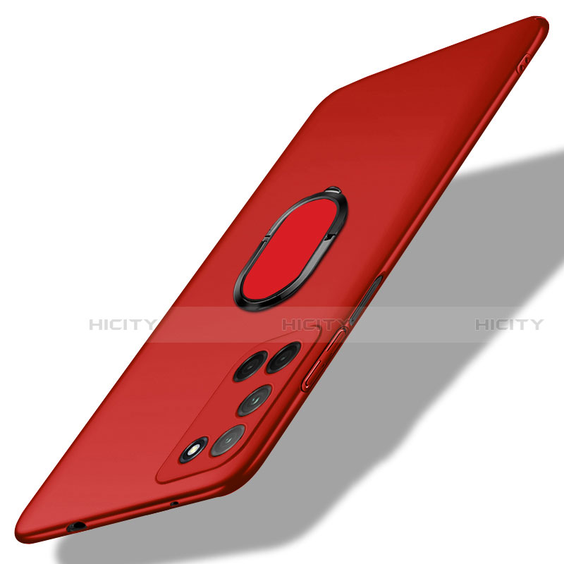 Custodia Plastica Rigida Cover Opaca con Magnetico Anello Supporto A01 per Oppo A72 Rosso