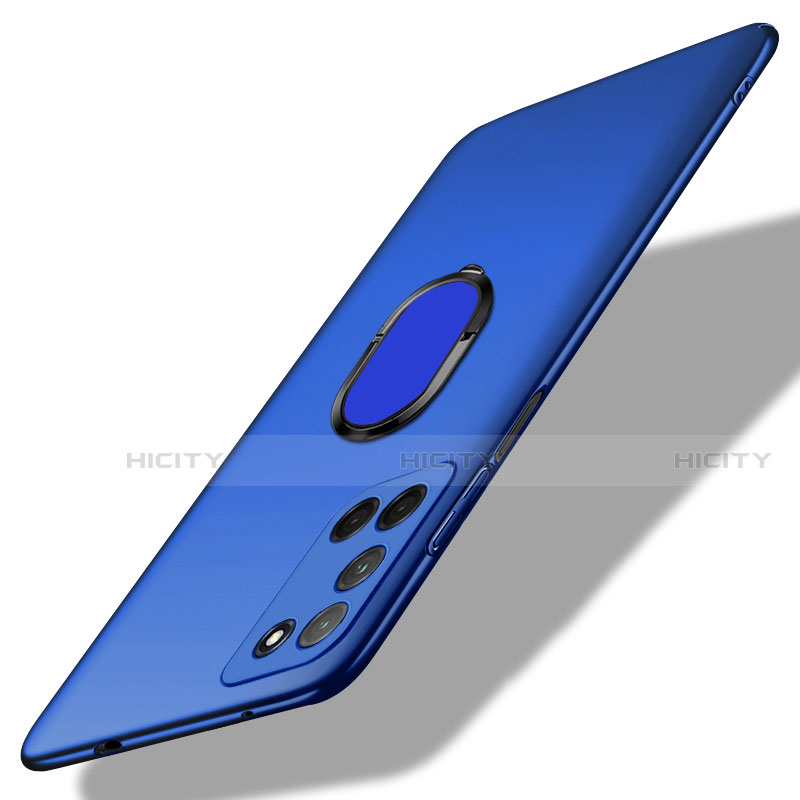 Custodia Plastica Rigida Cover Opaca con Magnetico Anello Supporto A01 per Oppo A92 Blu