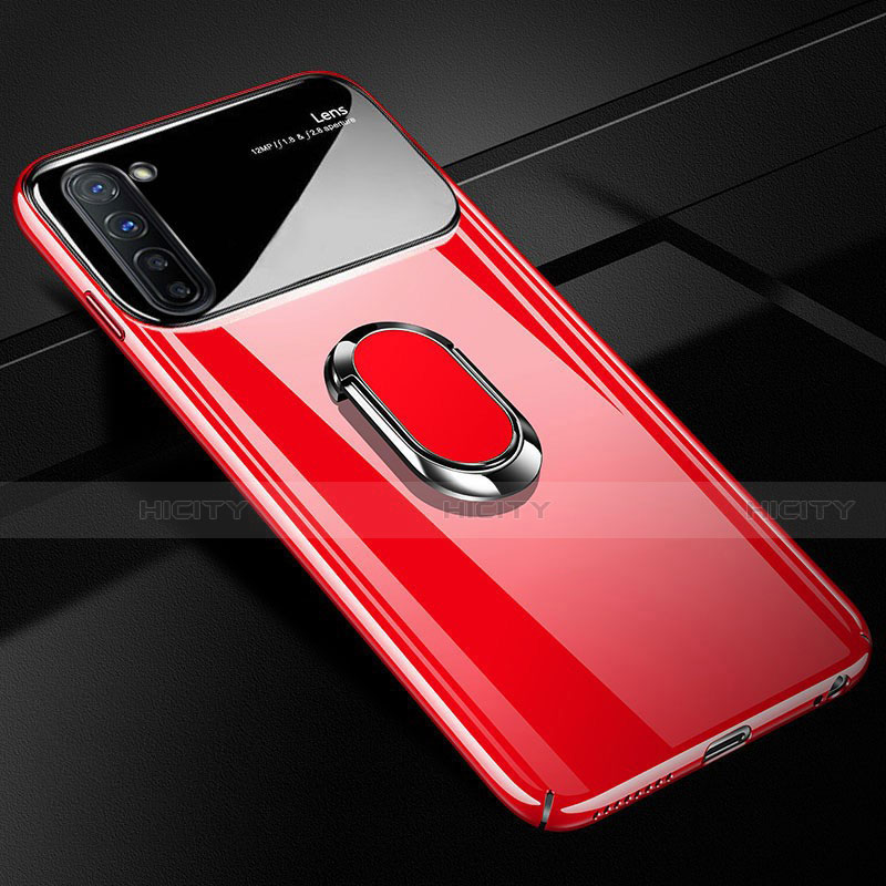 Custodia Plastica Rigida Cover Opaca con Magnetico Anello Supporto A01 per Oppo F15 Rosso