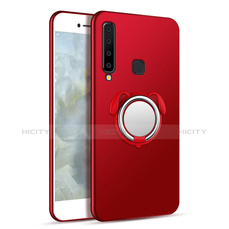 Custodia Plastica Rigida Cover Opaca con Magnetico Anello Supporto A01 per Samsung Galaxy A9s Rosso