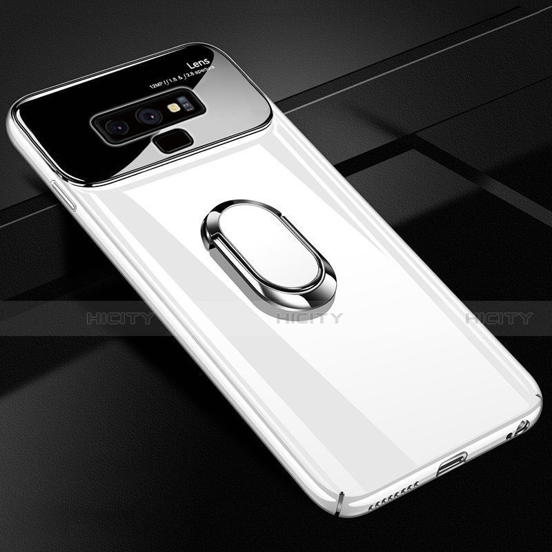 Custodia Plastica Rigida Cover Opaca con Magnetico Anello Supporto A01 per Samsung Galaxy Note 9 Bianco