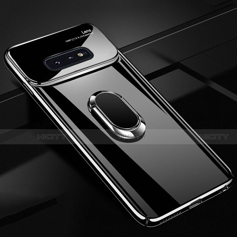 Custodia Plastica Rigida Cover Opaca con Magnetico Anello Supporto A01 per Samsung Galaxy S10e Nero