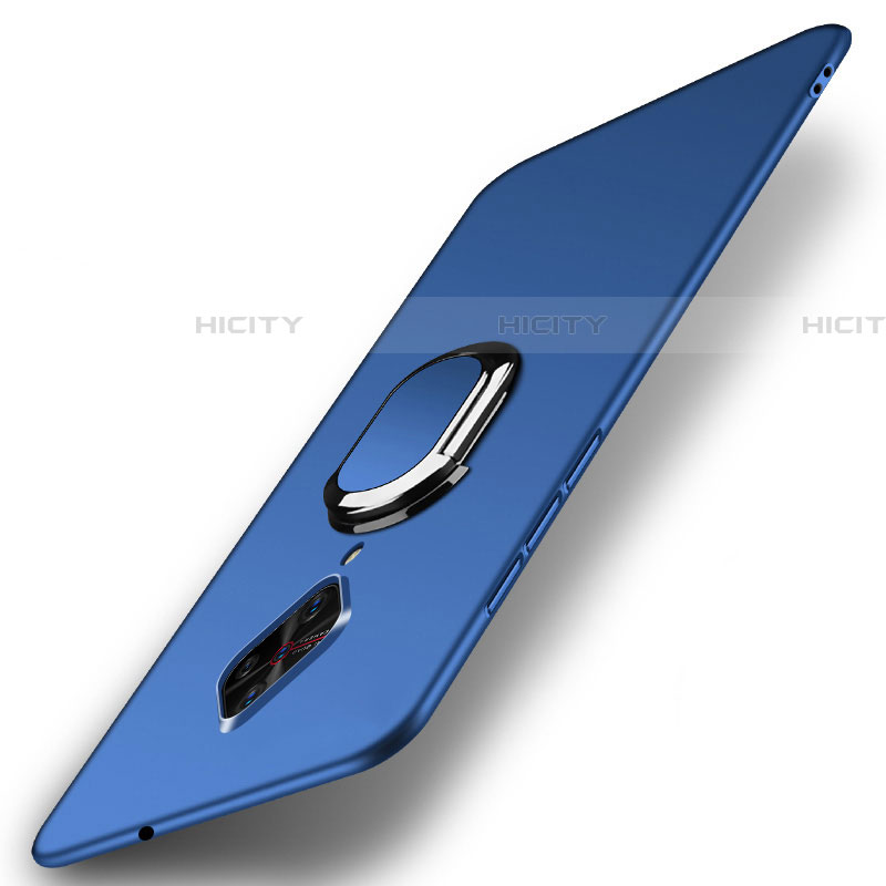 Custodia Plastica Rigida Cover Opaca con Magnetico Anello Supporto A01 per Vivo S1 Pro Blu