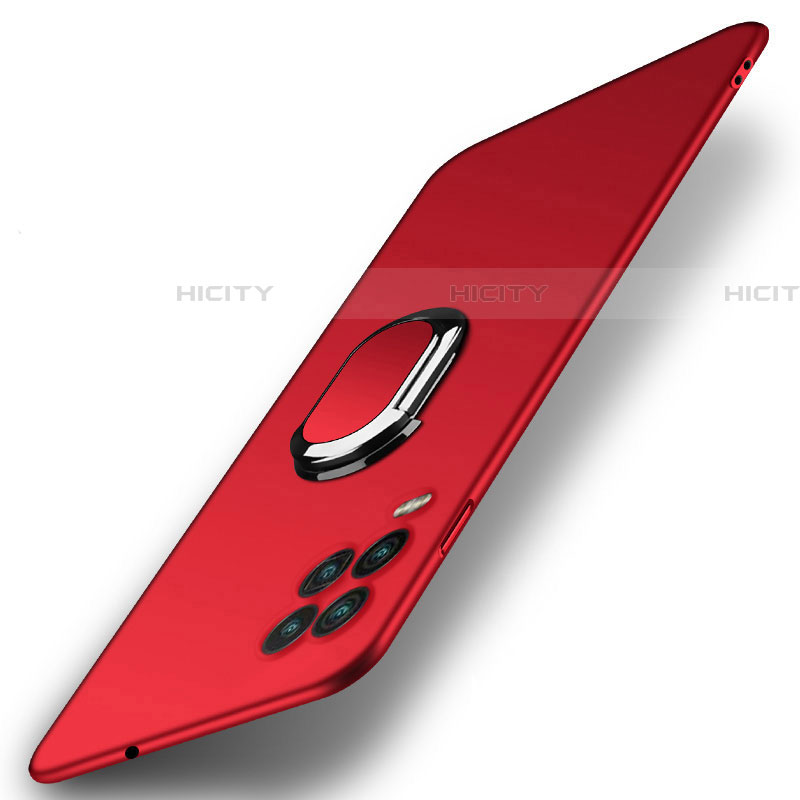 Custodia Plastica Rigida Cover Opaca con Magnetico Anello Supporto A01 per Xiaomi Mi 10 Lite Rosso