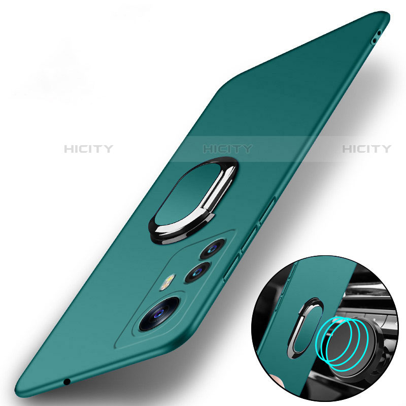 Custodia Plastica Rigida Cover Opaca con Magnetico Anello Supporto A01 per Xiaomi Mi 12 Pro 5G Verde