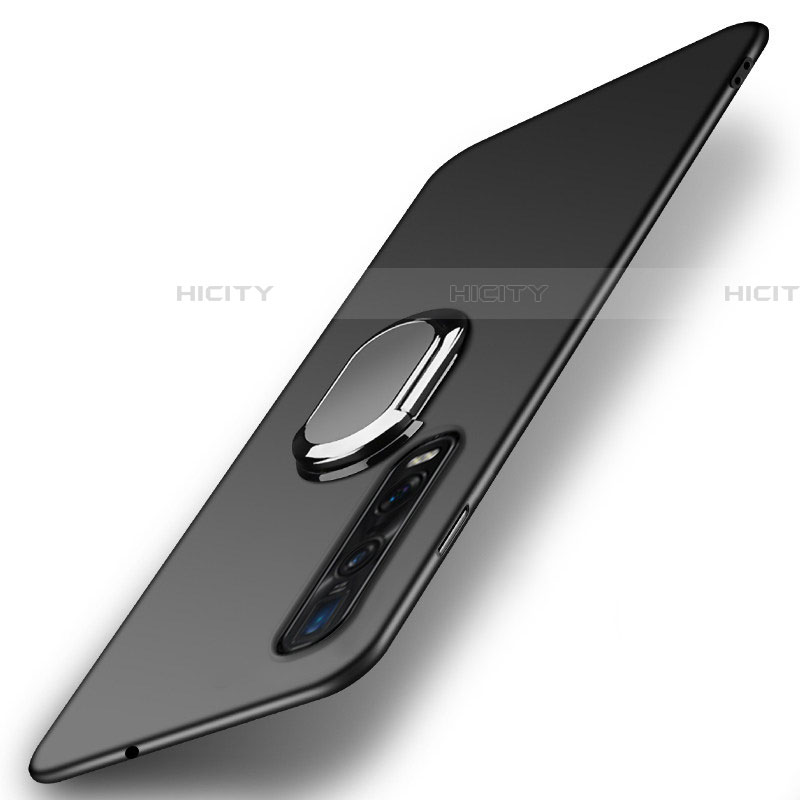 Custodia Plastica Rigida Cover Opaca con Magnetico Anello Supporto A02 per Oppo Find X2 Pro Nero