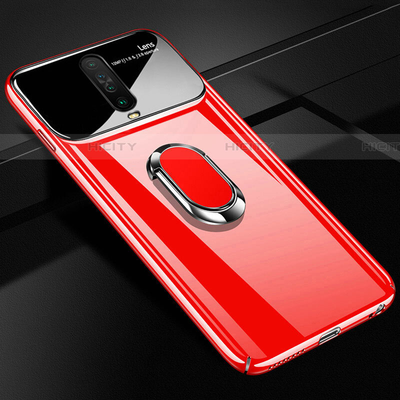 Custodia Plastica Rigida Cover Opaca con Magnetico Anello Supporto A02 per Xiaomi Poco X2 Rosso