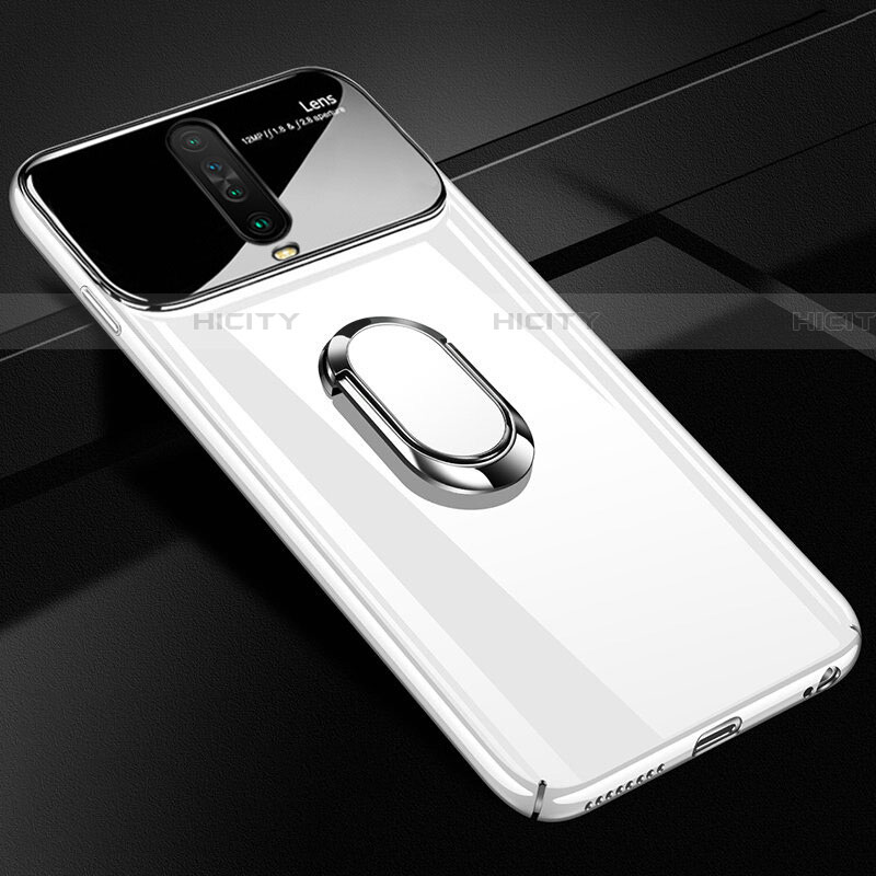 Custodia Plastica Rigida Cover Opaca con Magnetico Anello Supporto A02 per Xiaomi Redmi K30 5G Bianco