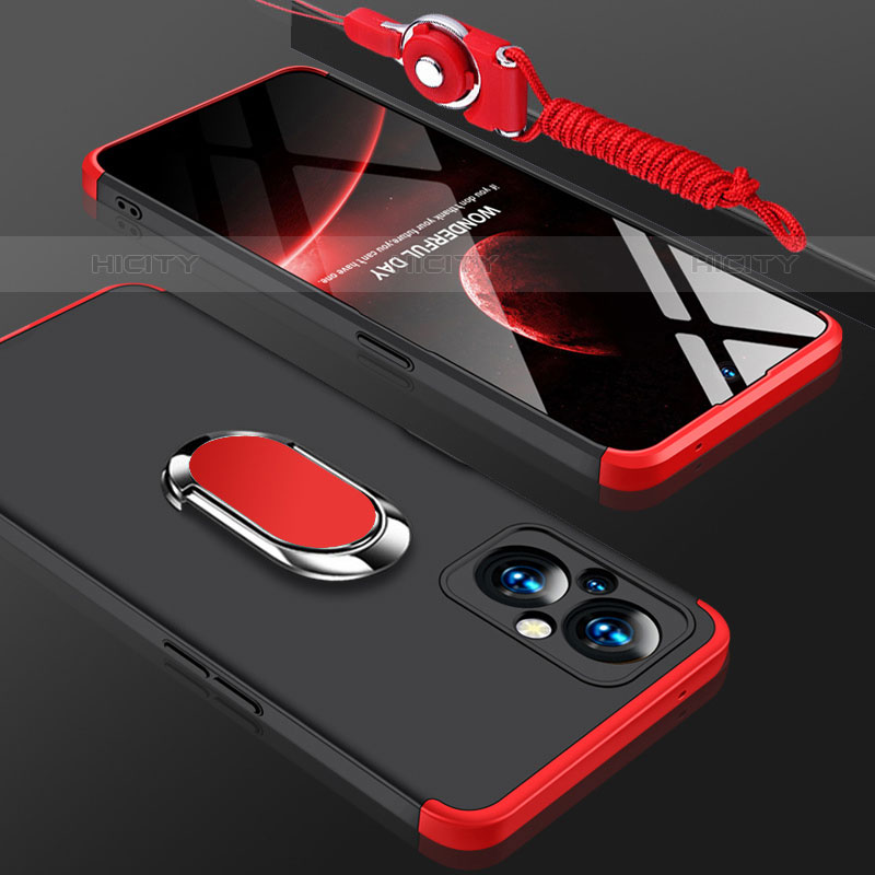 Custodia Plastica Rigida Cover Opaca con Magnetico Anello Supporto GK1 per OnePlus Nord N20 5G Rosso e Nero
